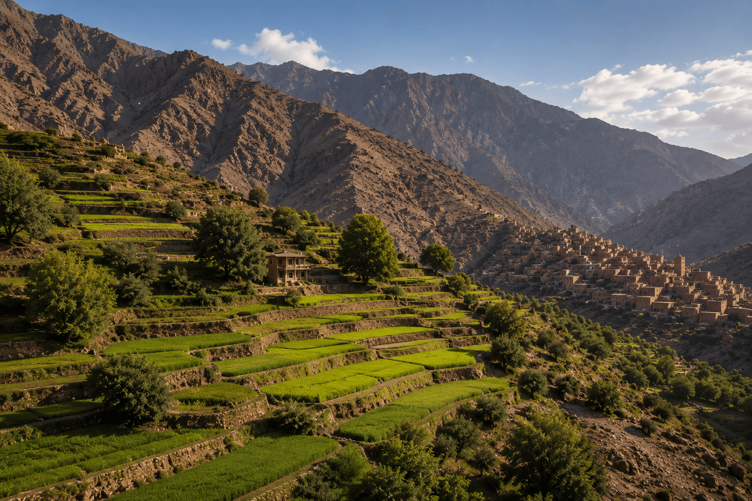 Terraced fields above Imlil, within walking distance of the village.